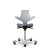 HÅG Capisco Puls 8020 ergonomic saddle chair in light grey with contoured plastic backrest, grey seat cushion, height-adjustable column, and five-star wheeled base.