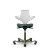 HÅG Capisco Puls 8020 ergonomic saddle chair with moss gray base, white backrest, and green upholstered seat cushion