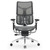 Ergonomic mesh office chair with split back design, adjustable arms, and chrome base on white background