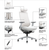 Hinomi Nest Ergonomic Office Chair in Gray featuring adjustable headrest, adjustable lumbar support, breathable mesh backrest, 3D armrests, high-density foam seat, and reinforced five-star base