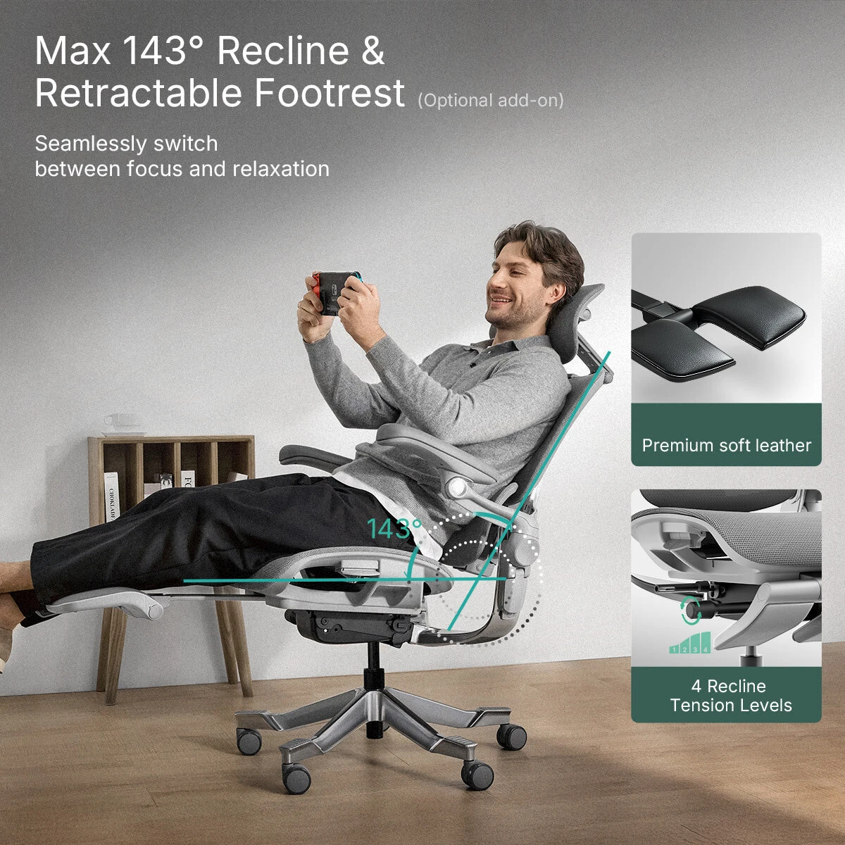 Hinomi H2 Pro reclining with optional retractable legrest