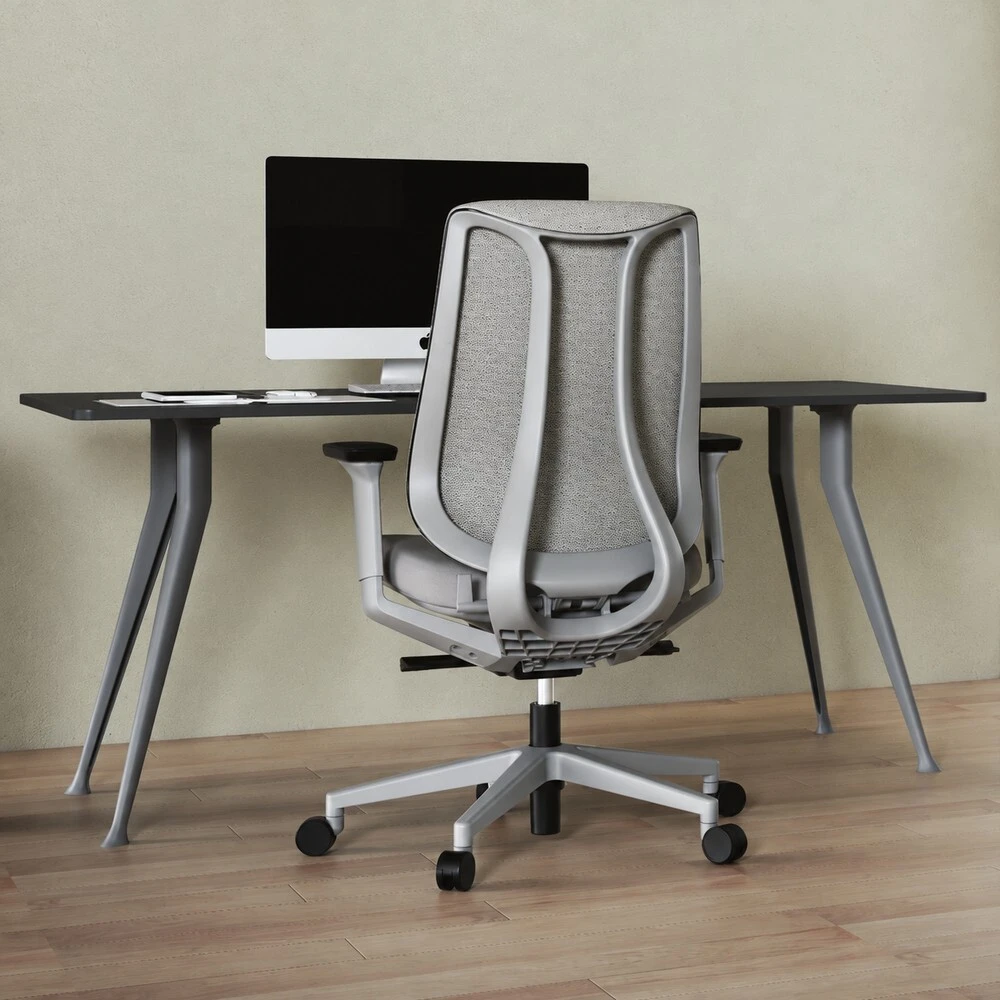 Gray Hinomi Nest ergonomic office chair at a home office desk