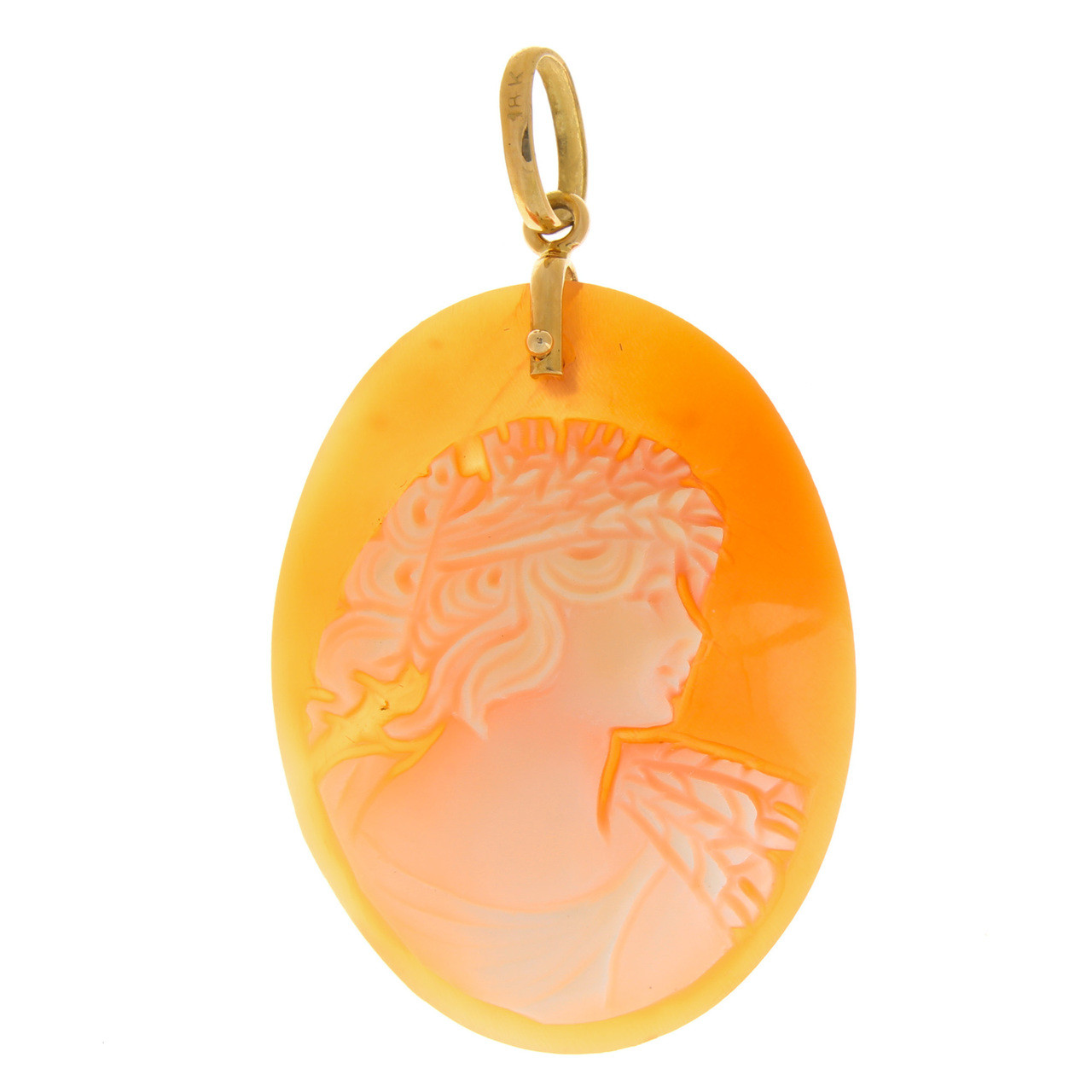 Vintage 18k Gold Cameo Pendant For Necklace Carved