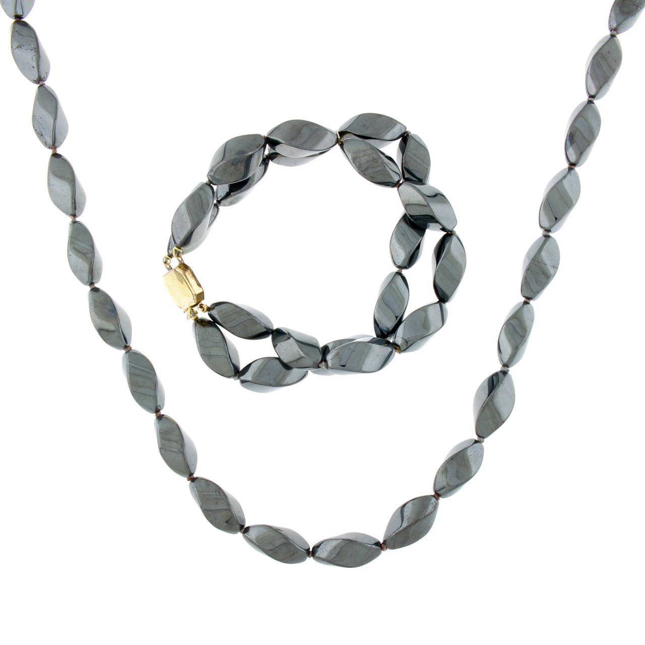 Vintage 14k GF Hematite Necklace Bracelet Hi Quality Estate