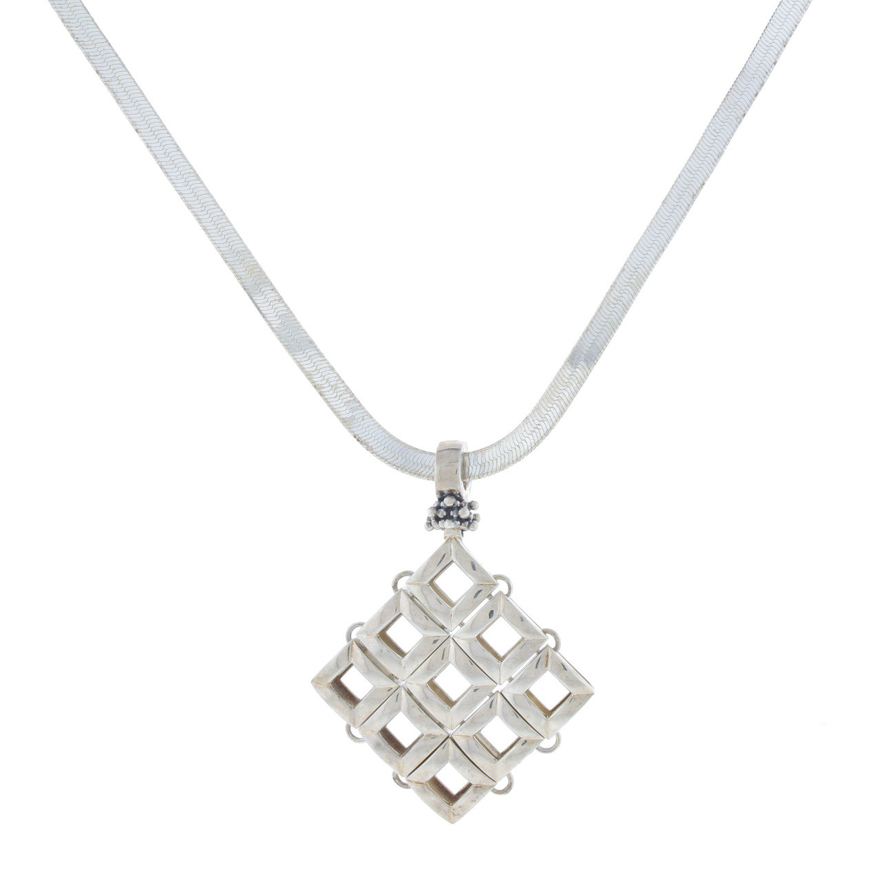 Herringbone Tri-Colored 925 Sterling Silver Necklace - Gem