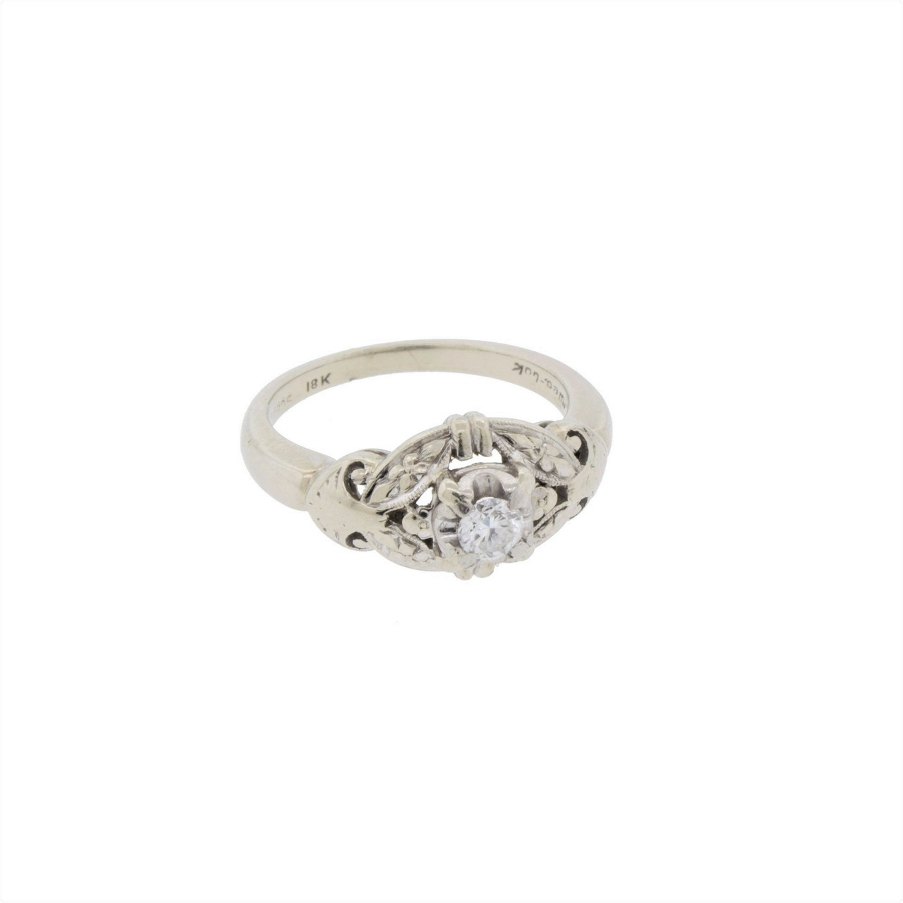 Louis Vuitton White Gold and Diamond Blason Ring, Cocktail Ring, Size 4 1/2, Vintage Jewelry