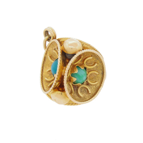 Vtg Etruscan 18k 750 Gold Persian Turquoise Charm Horse Shoe Detail 10.1 Grams Vtg Etruscan 18k 750 Gold Persian Turquoise Charm Horse Shoe Detail 10.1 Grams