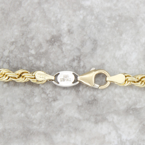 Sterling Silver 925 14k Gold Peru 22 Diamond Cut Style Rope Necklace Antiques And Jewelry By The Sea
