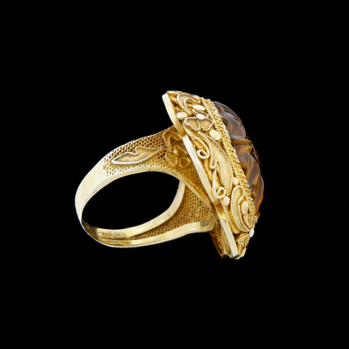 レオパードフラワーブラック 新品・KINGSTON Ring Antique Gold sizeM