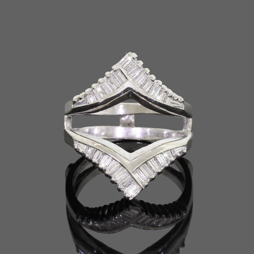 Pair of Diamond Wedding Ring Guards 14K White Gold, Size 6.25