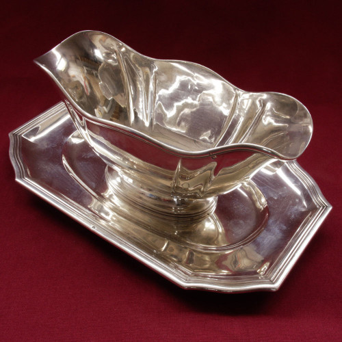 Vtg Henri Lapparra 950 French Sterling Silver Sauce Boat & Tray Paris 1923 608GR Vtg Henri Lapparra 950 French Sterling Silver Sauce Boat & Tray Paris 1923 608GR