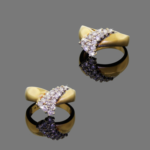 Vintage 14k Gold Diamond Fish Tail Overlap Band Ring Size 6.5 Excellent Quality Vintage 14k Gold Diamond Fish Tail Overlap Band Ring Size 6.5 Excellent Quality