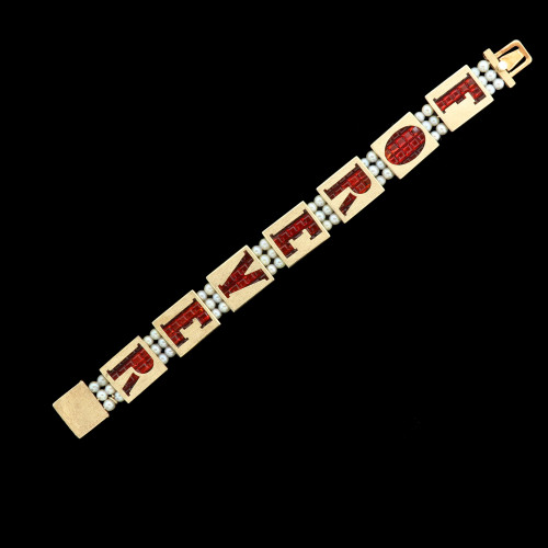 Vintage 14k Gold Garnet Pearl Lucien Piccard FOREVER Bracelet