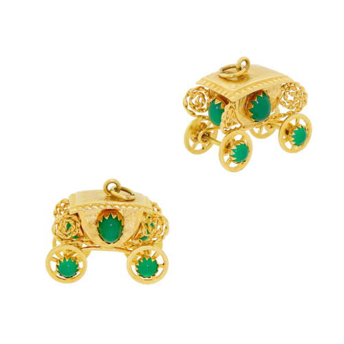 Vtg 18k 750 X Large Accent Charm For Bracelet Royal Coach Carriage Pendant 12.3G