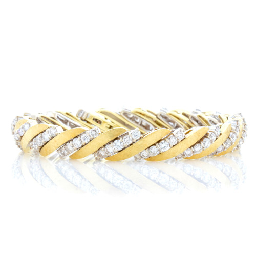 Fine 18K Yellow & White Gold 7CTW Diamond Dinner Cocktail Bracelet 96 Stones 41G