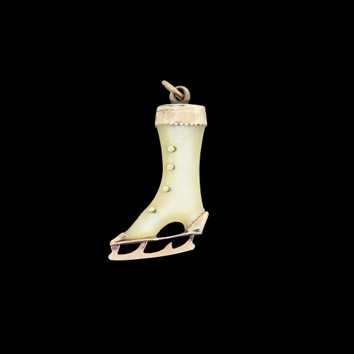9K 9ct Gold Antique Victorian Ice Skate Boot Shoe Charm With Mother Of Pearl 9K 9ct Gold Antique Victorian Ice Skate Boot Shoe Charm With Mother Of Pearl