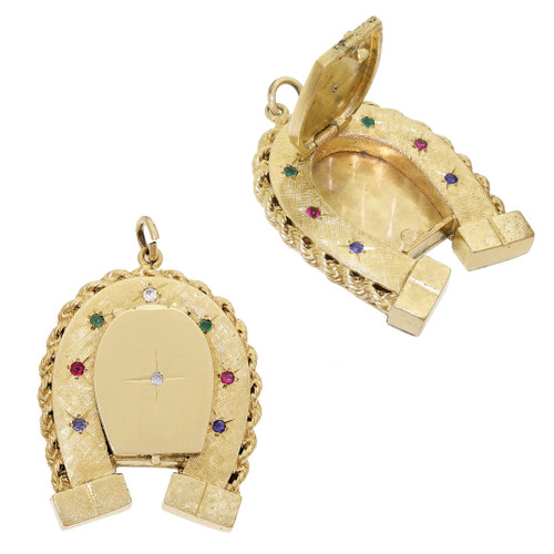 Vtg 14k Gold Lucky Horseshoe Photo Locket Pendant Or Ex Large Charm Heavy 16GR Vtg 14k Gold Lucky Horseshoe Photo Locket Pendant Or Ex Large Charm Heavy 16GR