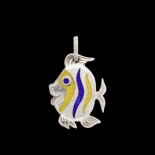 Vtg Sterling Silver 925 Cute Fish With Enamel Pendant Vtg Sterling Silver 925 Cute Fish With Enamel Pendant