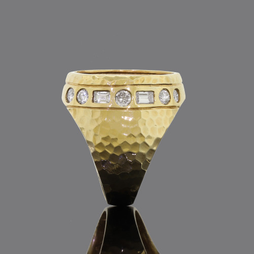 Vtg 14k Yellow Gold Custom Diamond Mens Ring $5 1910 Indian Head Gold Coin 21.6k