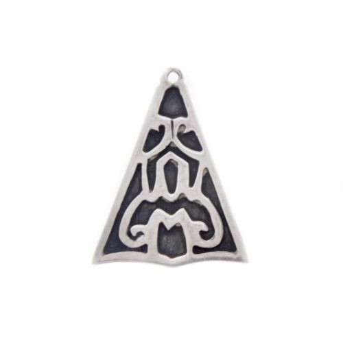 Vintage Hechoen Mexico Sterling Silver Triangular Overlay Pendant
