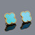 Stunning 18k Gold 18k 750 Yellow Gold Turquoise Clover Earrings Designer Look