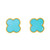 Stunning 18k Gold 18k 750 Yellow Gold Turquoise Clover Earrings Designer Look