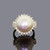 VTG 18K Gold Jumbo Mabe Pearl Baguette & Round Diamond Halo Cocktail Ring Sz 7.5