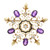 Vintage 14k Gold Amethyst Diamond & Enamel Snowflake Pin Brooch