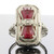 VTG Art Deco 14K White Gold Filigree Ruby Red & Diamond Cameo Flip Ring Sz 6.25