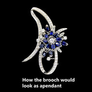 Vtg Large 14k White Gold Diamond Sapphire Pin Brooch Exquisite Estate 3.3 TCW