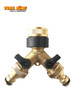 Garden Tap 2 way Y splitter Brass to suit 1/2" Garden hose