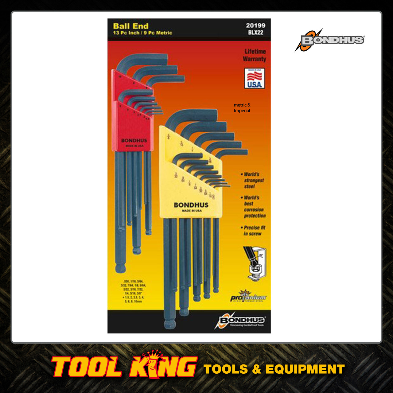 Bondhus 22pc Hex Key set Ball end Metric & Imperial Robson's Tool