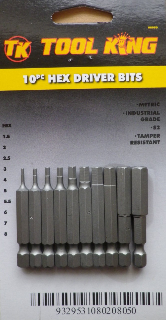DRIVER BIT SET HEX 10pc metric Robson's Tool King Store
