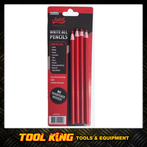 Write-All pencils 4pc pack wrires on steel, wood, stone, tiles