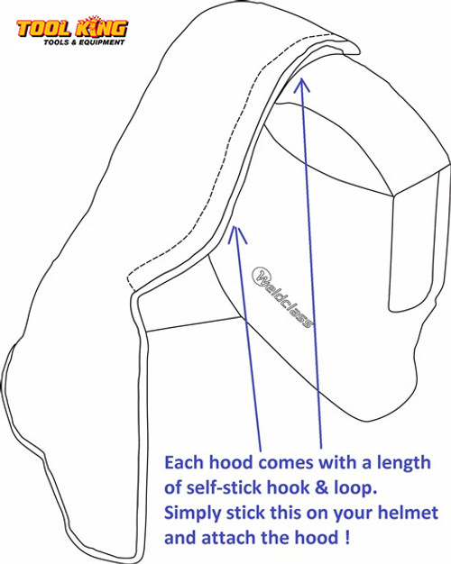 Welders Helmet Hood with self sticking Hook & Loop Weldclass