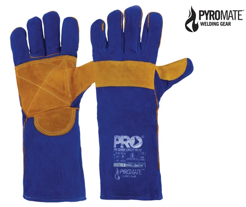 Pyromate Blue Heeler Blue & Gold Kevlar Welding Gloves KBW16E