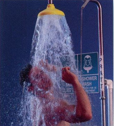 Combination emergency shower and eyewash station