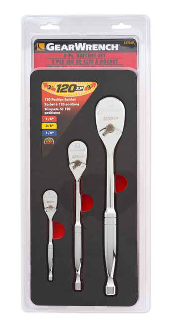 Gearwrench 3pc Ratchet set 1/4", 3/8" & 1/2" 120teeth 81206P