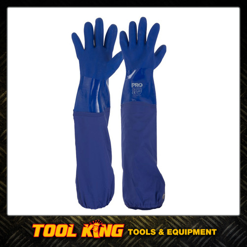 Blue Pvc Chemical Gloves Extra Long 60cm