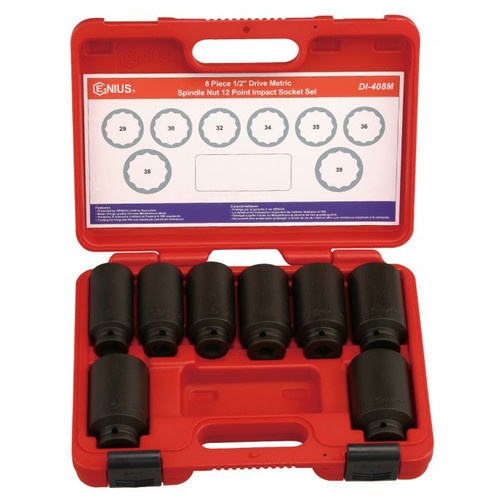 Genius 8pc Spindle Nut Socket set 1/2"Drive