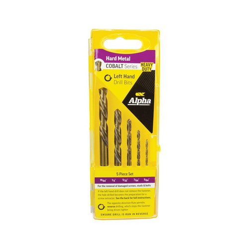 5pc Left hand reverse drill bit set Cobalt HSS for broken bolts Robson's Tool King Store