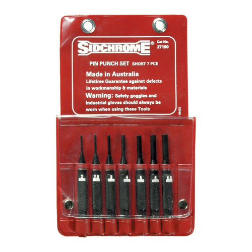 Sidchrome 7 Piece Short Pin Punch Set Australian Made