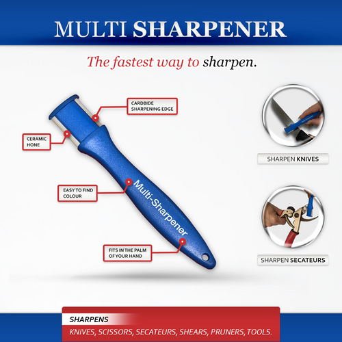 Multi Purpose Sharpener for Knives scissors pruners secateurs and more