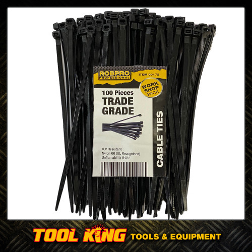 Cable ties 200mm x 100pc pack TRADE QUALITY 