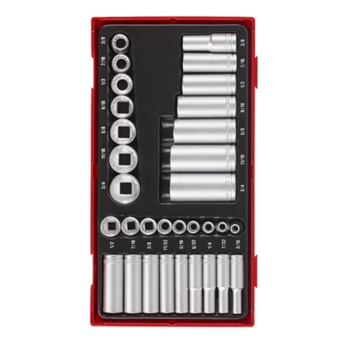 TENG 32pc 1/4" & 3/8" Dr Reg/Deep SAE Socket set TTAF3212