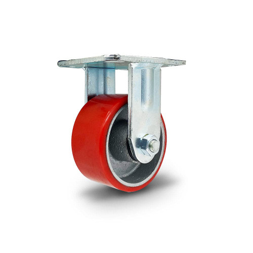 100mm Poly Moulded Cast Iron Fixed Castor Wheel 09-PCF-100