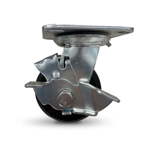 GRIP 100mm Rubber & Cast-Iron Swivel Castor Wheel with Brake 42080