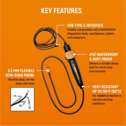 Gearwrench High-Definition Flexible Inspection Borescope GWSCOPE