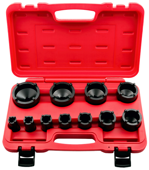 T&E Tools 11pc Pin Lock Nut Socket set (Outer Teeth) 22-75mm No.1961