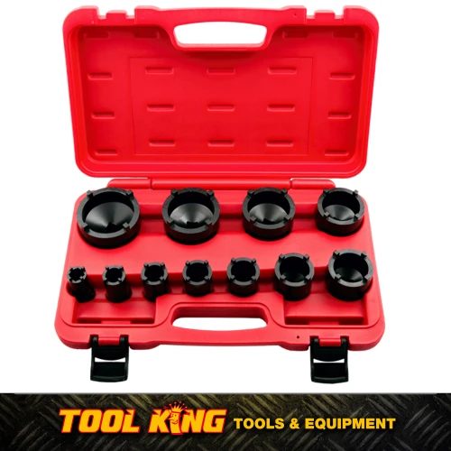 T&E Tools 11pc Pin Lock Nut Socket set (Outer Teeth) 22-75mm No.1961